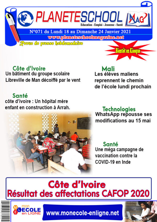 REVUE DE PRESSE N°71 DU 18 au 24-01-21