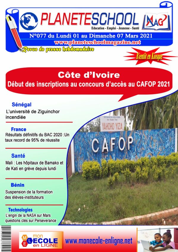 REVUE DE PRESSE N°77 DU 01 au 07-03-21